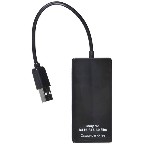 Разветвитель USB 2.0 Buro BU-HUB4-U2.0-Slim 4 порта, черный разветвитель usb 2 0 buro bu hub4 u2 0 slim 4 порта черный