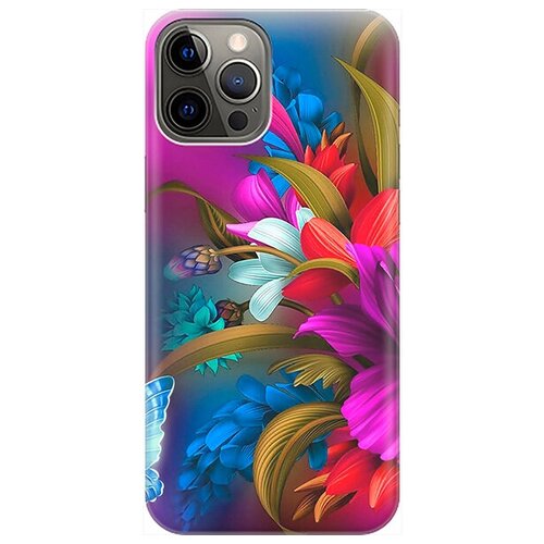 фото Ультратонкий силиконовый чехол-накладка для apple iphone 12 pro max с принтом "фантастические цветы" gosso