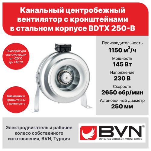 Круглый канальный вентилятор BVN Bdtx 250-B .