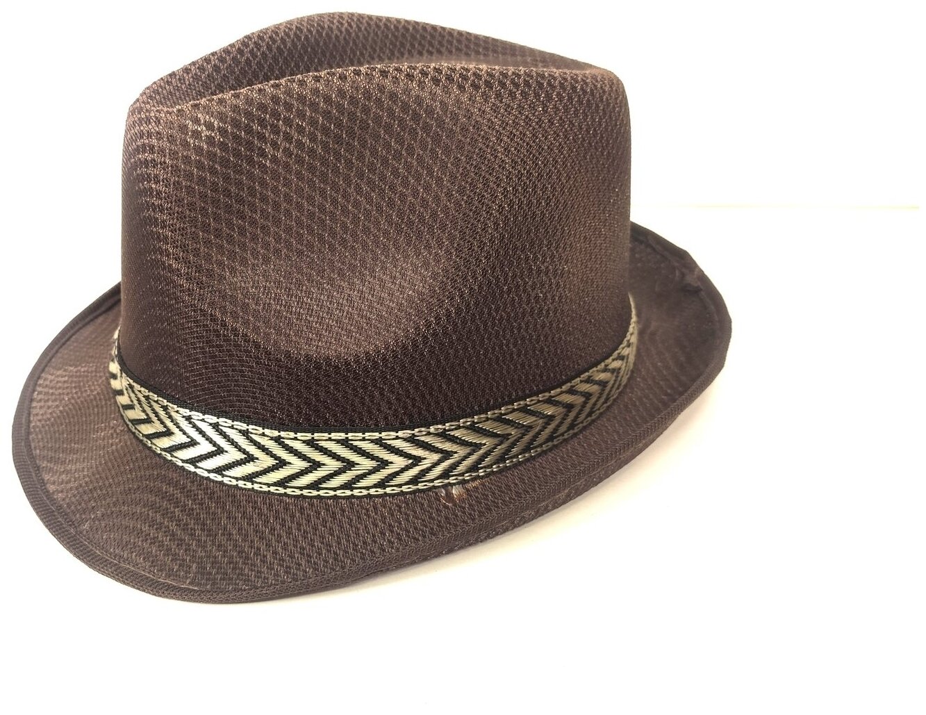 Шляпа Fedora (Федора) / Шляпа Гангстера коричневая с лентой легкая