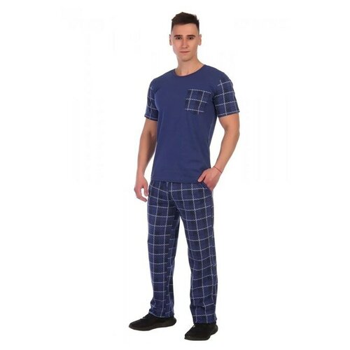 фото Костюм мужской (футболка, брюки) «кавалер», цвет синий, размер 48 нет бренда