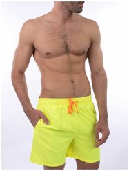 Плавательные шорты мужские однотонные , шорты с сеткой внутри, желтый цвет, размер M