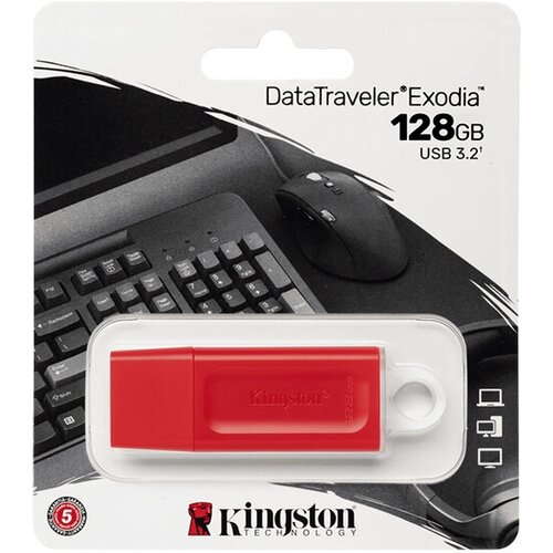 USB Flash Drive 128Gb - Kingston DataTraveler Exodia Red KC-U2G128-7GR usb flash drive 128gb kingston datatraveler exodia green kc u2g128 7gg