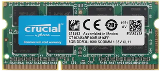 Оперативная память Crucial SODIMM DDR3L 8Гб 1600 mhz