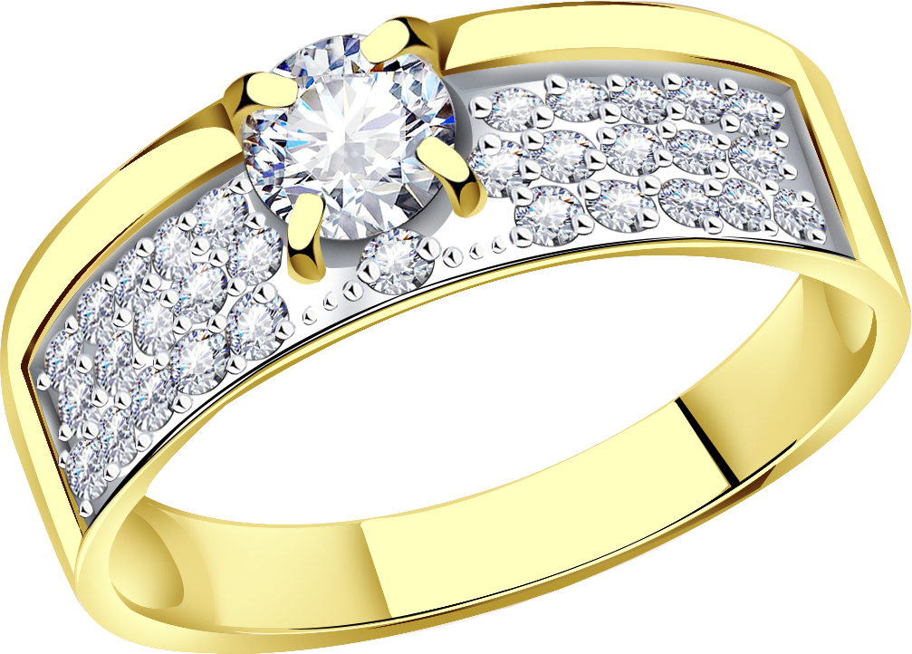 Кольцо Diamant online, желтое золото, 585 проба, кристаллы Swarovski