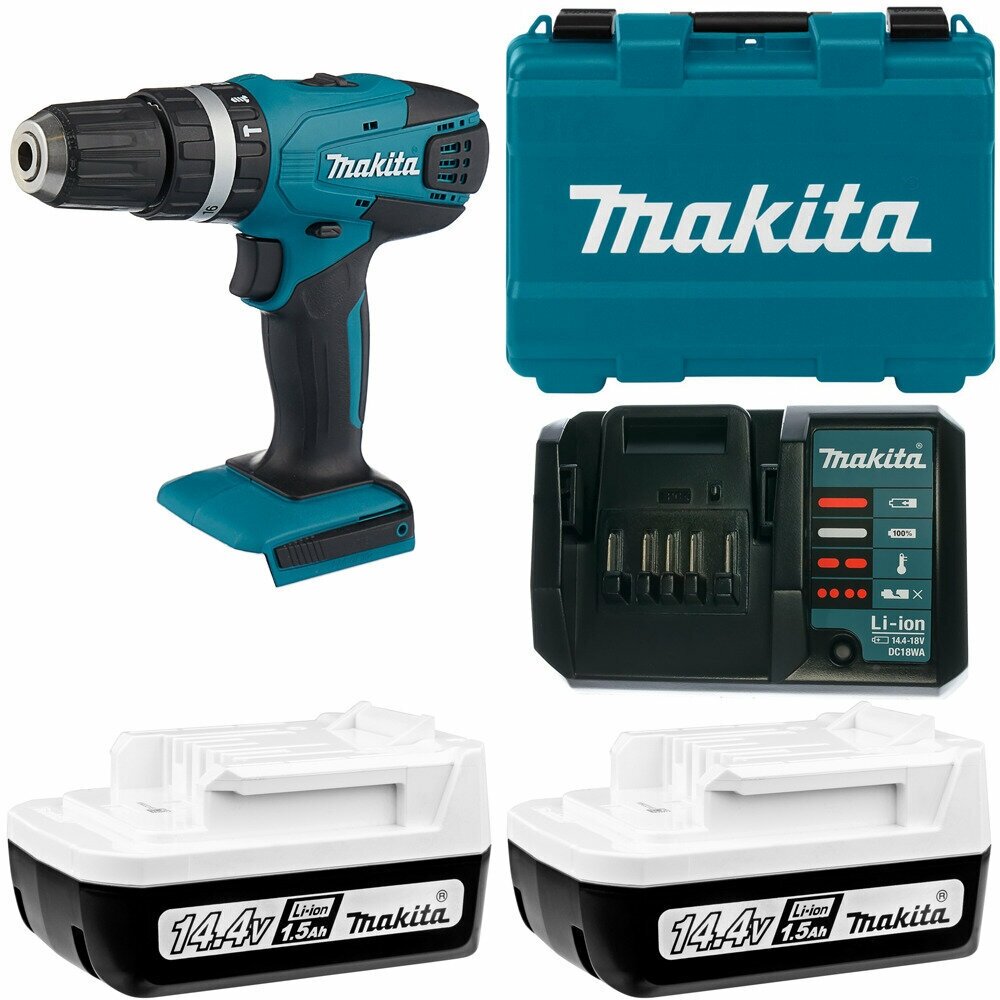 Дрель-шуруповерт аккумуляторная 30Нм G-series 14,4В, 2х1,5Ач, з/у, Makita HP347DWE