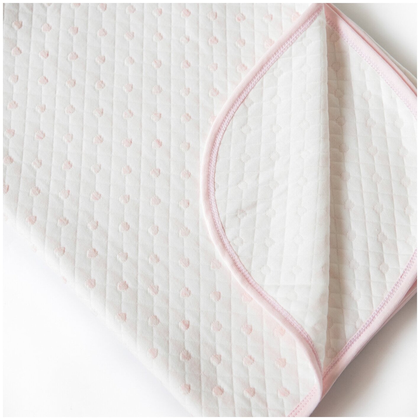 Плед-одеяло стеганое трикотаж, Baby Nice, 100х140, "Сердечки", розовый