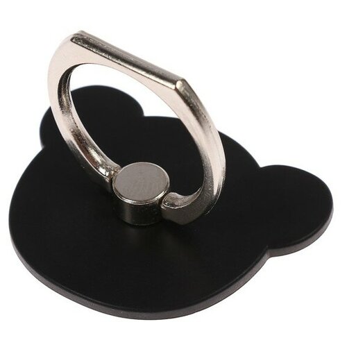 Luazon Home Держатель-подставка с кольцом для телефона LuazON, в форме Мишки, чёрный