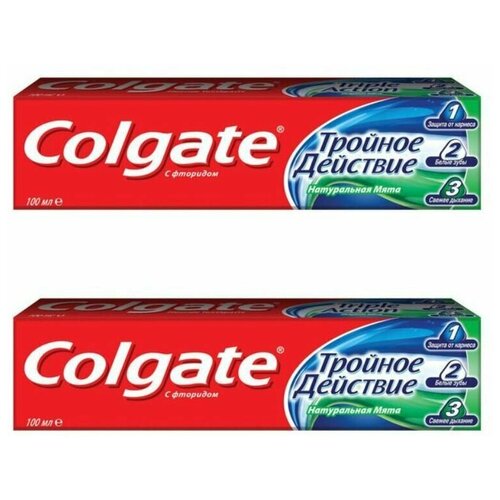 Colgate Зубная паста Тройное действие, 100 мл, 2 шт зубная паста colgate тройное действие натуральная мята 100 мл х 6 шт