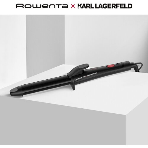 Щипцы для завивки волос 25 мм Rowenta x Karl Lagerfeld CF321LF0 с керамическим покрытием, черные щипцы для укладки волос rowenta karl lagerfeld cf323lf0