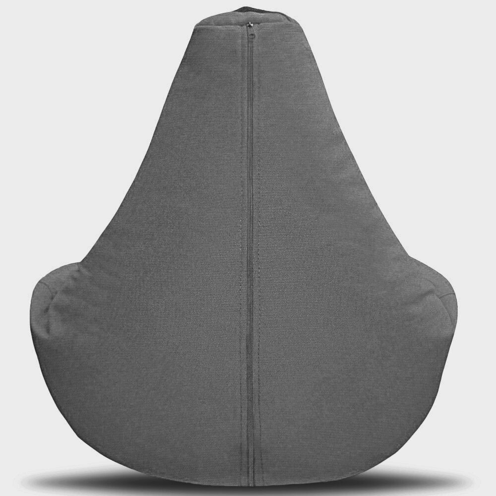 Кресло-мешок Груша, MyPuff, размер XXXХL-Комфорт, мебельный велюр, серый