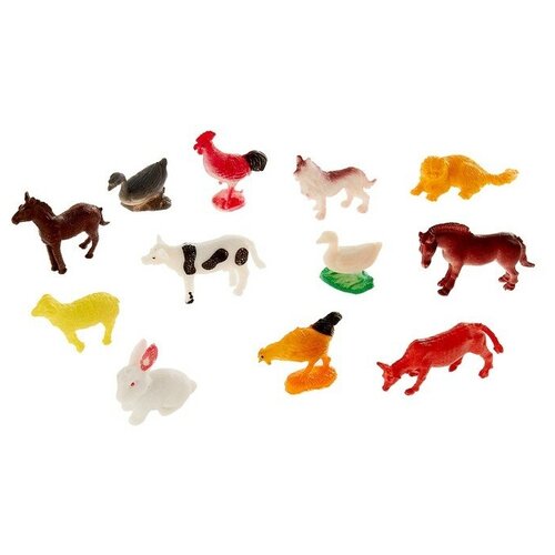Набор животных «Весёлая ферма», 12 фигурок набор животных ферма 26 дет в пакете