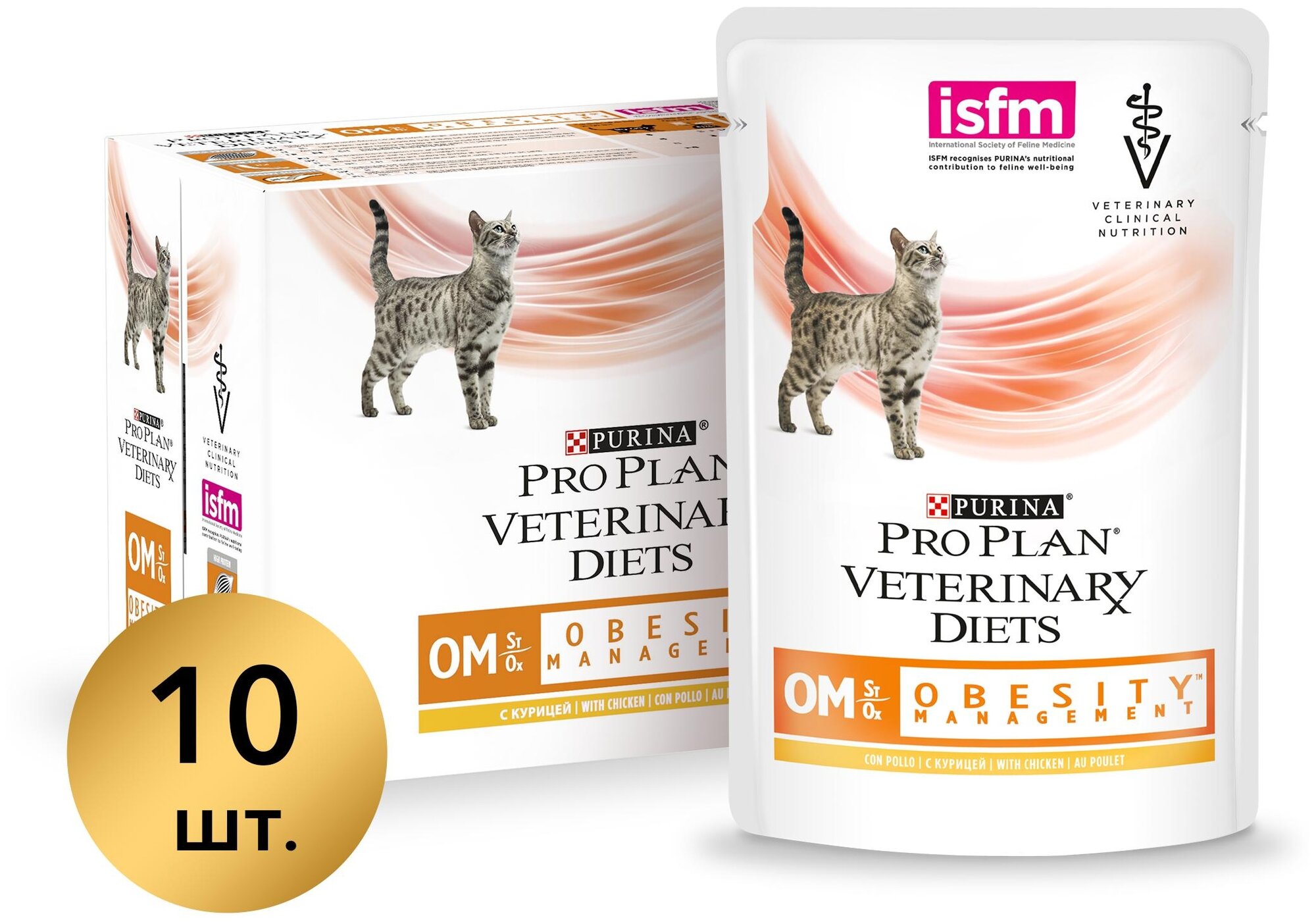 Влажный корм для кошек Pro Plan Veterinary Diets для снижения избыточной массы тела, с курицей 10 шт. х 85 г - фотография № 2