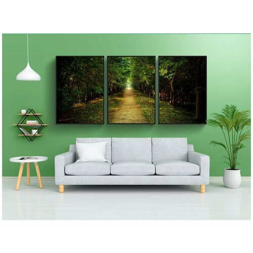 фото Набор модулных постеров для интерьера "лес, дорога, справочная информация" 60x90 см. в тубусе, без рамки lotsprints