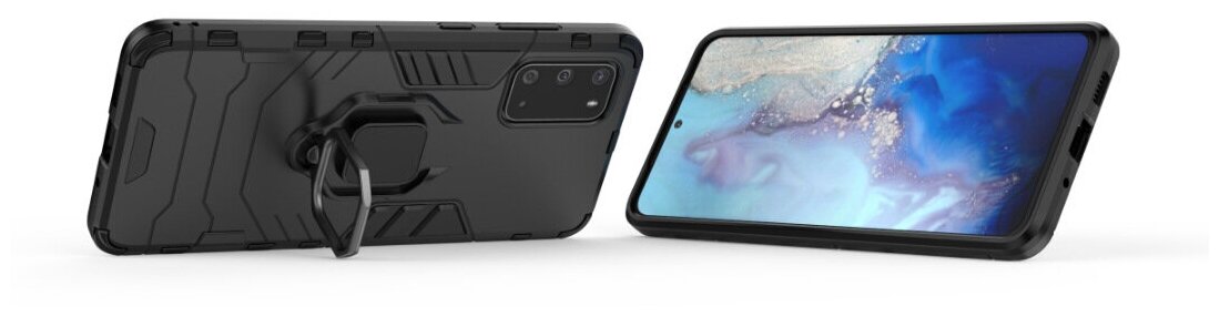Чехол-бампер MyPads для Samsung Galaxy S20+ Plus противоударный усиленный ударопрочный черный