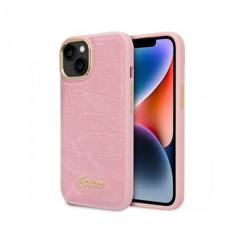 Чехол CG Mobile Guess PU Croco Metal logo Hard для iPhone 14 Plus, цвет Розовый (GUHCP14MHGCRHP)