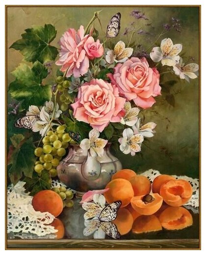 Алмазная мозаика Розы и абрикосы 40x50 см.