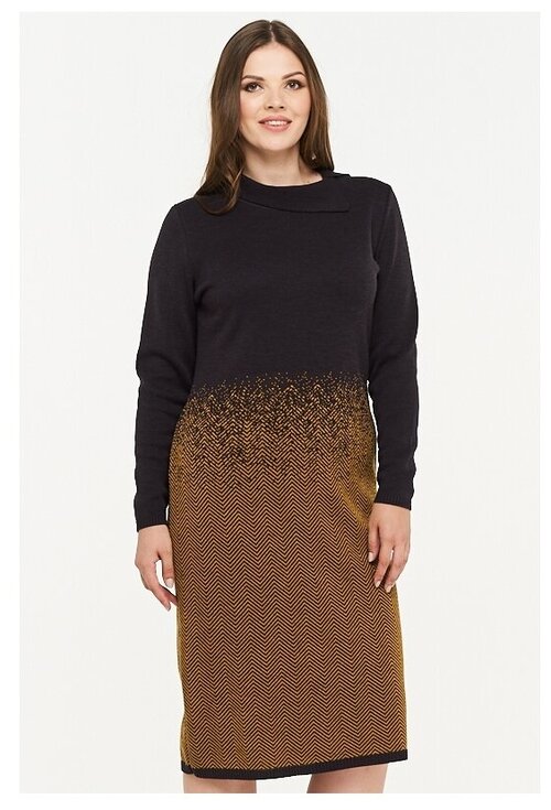 Платье-свитер VAY, повседневное, прилегающее, макси, размер 50, серый, коричневый