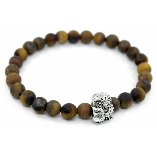 фото Handinsilver ( посеребриручку ) браслет из матового камня тигровый глаз 6мм с совой