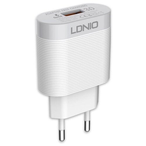 Сетевое зарядное устройство LDNIO A303Q 1USB QC3.0 белый + кабель iP 5 белый