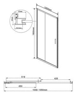 Душевая дверь Vincea Garda VDS-1G105CH 105х190 стекло шиншилла, профиль хром