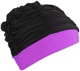 Шапочка для плавания объемная двухцветная, лайкра , цвет чёрно-фиолетовый