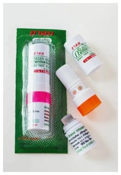Ингалятор-карандаш двусторонний компактный при насморке заложенности носа при головных болях и т. д. Green Herb 1 шт