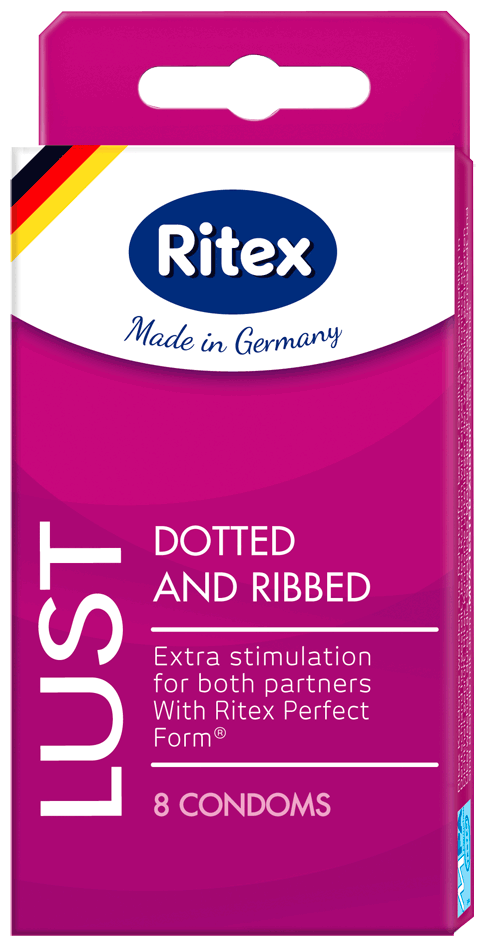 Презервативы RITEX LUST №8, рифленые С пупырышками, латекс, 19 СМ