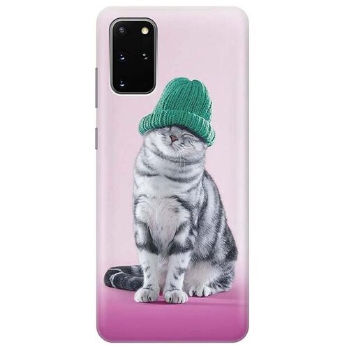 фото Ультратонкий силиконовый чехол-накладка для samsung galaxy s20+ с принтом "кот в зеленой шапке" gosso