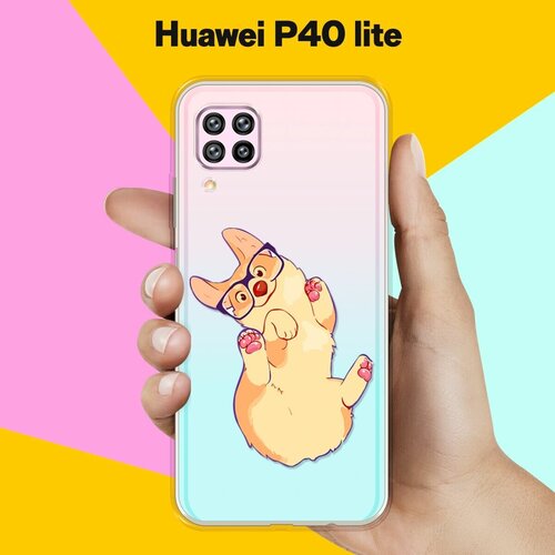 Силиконовый чехол Корги в очках на Huawei P40 Lite