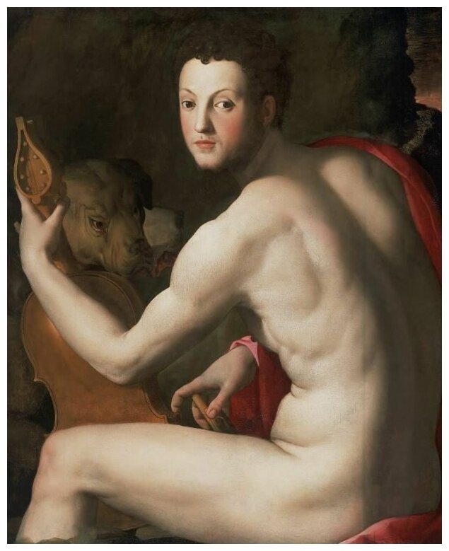 Репродукция на холсте Портрет Козимо I де Медичи в качестве Орфея (1537-1539) Бронзино Аньоло 50см. x 62см.
