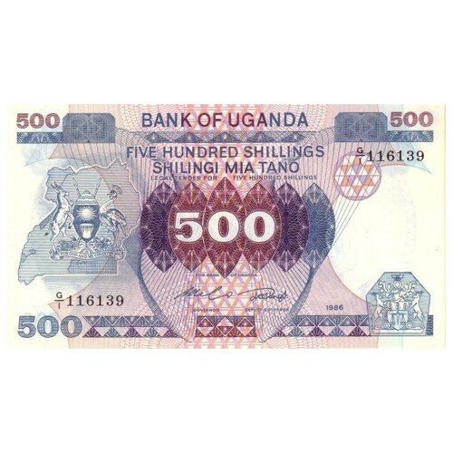 банкнота номиналом 500 шиллингов 1986 года уганда Уганда 500 шиллингов 1986 г. UNC