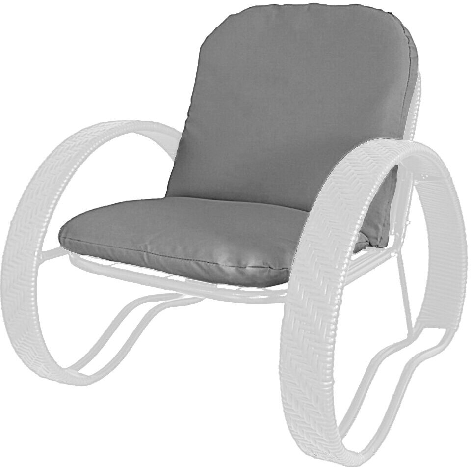 Кресло садовое M-Group фасоль с ротангом белое, серая подушка - фотография № 1