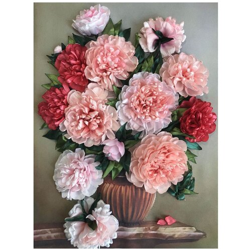 фото Кл(н)-3034 набор для вышивания лентами 'магия пионов' 26,5 х 34,5см каролинка