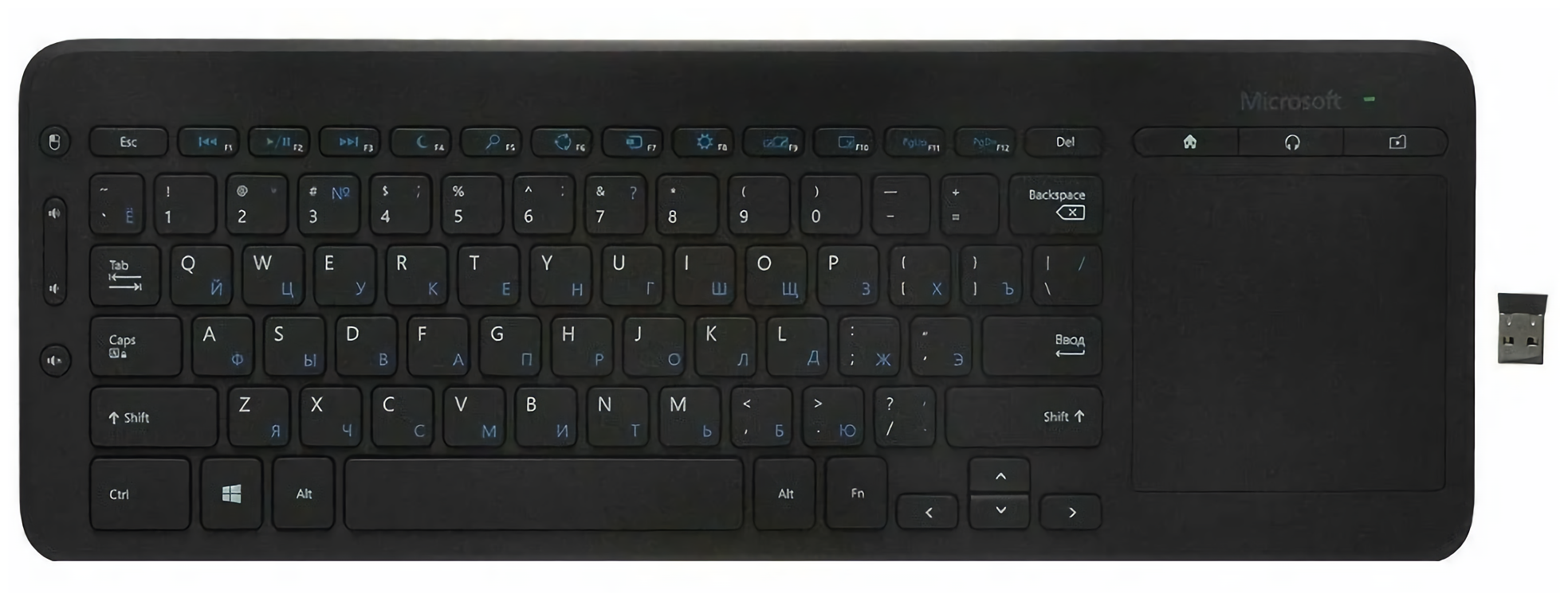 Беспроводная клавиатура Microsoft All-in-One Media Keyboard USB black, русская