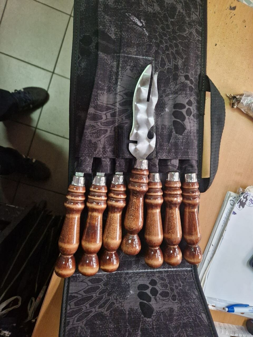 Набор шампуры,нож и чехол, 40 см, 6 шт - фотография № 3