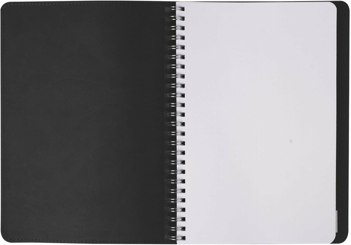 Тетрадь Brauberg А5, (148х218 мм), "Office Pro", под кожу, гребень, 80 листов, черная (111046)