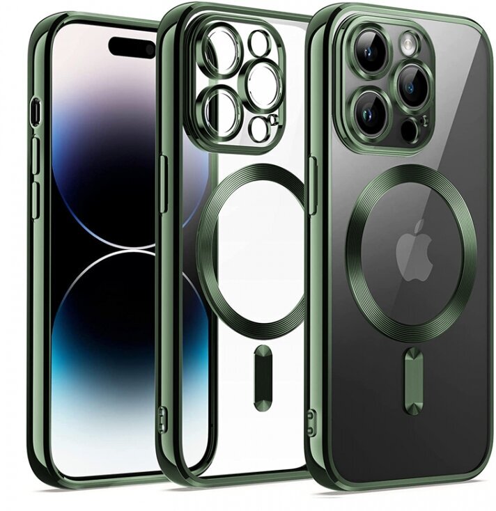 Nova Store Чехол на iPhone 15 Pro Max magsafe с защитой для камеры Зеленый