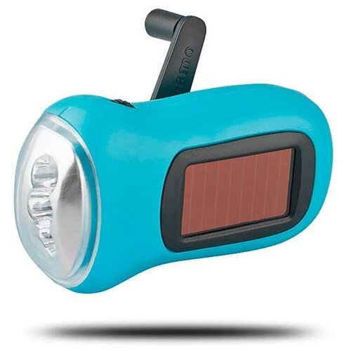 фото Фонарь с динамо и солнечной батареей, влагозащищенный, особо-прочный / механическая зарядка, генератор / салатовый выживай