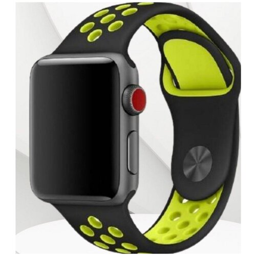 Силиконовый ремешок Nike для Apple Watch 42/44/45mm (Черно-кислотный)