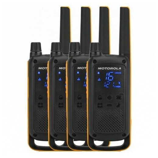 Комплект раций Motorola Talkabout T82 EXTREME QUAD 16кан. до 10км компл.:4шт аккум. черный/оранжевый - фото №6