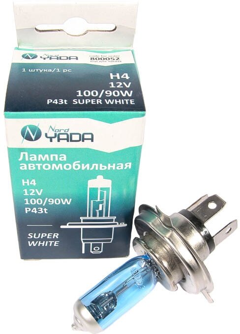 Лампа галоген H4 12/100/90W P43t "YADA" SUPER WHITE NORD YADA 800052