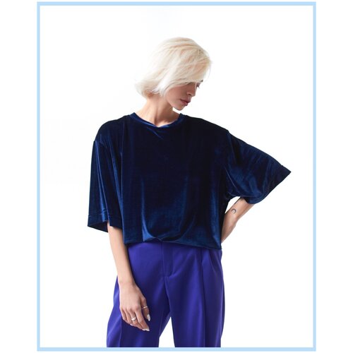 фото Синяя бархатная футболка philanthrop one size