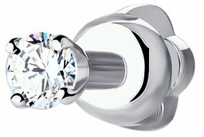 Серьга Diamant online, белое золото, 585 проба, бриллиант