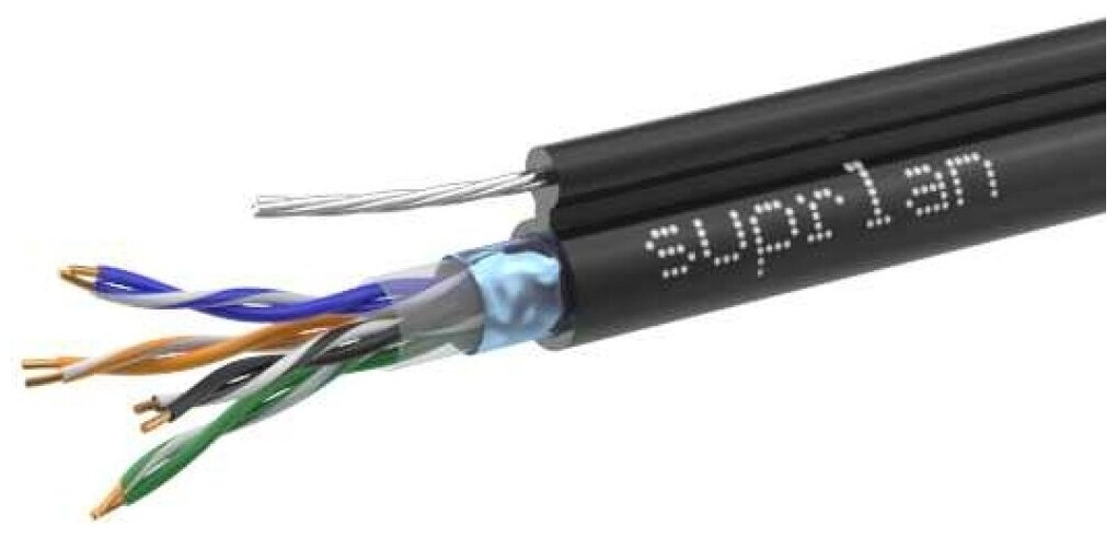 SUPRLAN Кабель Standard FTP Cat.5e 4x2xAWG24 Cu PE Outdoor T-FG8 (трос) 305м 01-1026-1