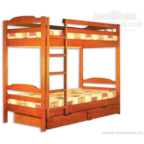 Деревянная двухъярусная кровать из массива сосны Дача, 90х200 см (габариты 100х210 см)