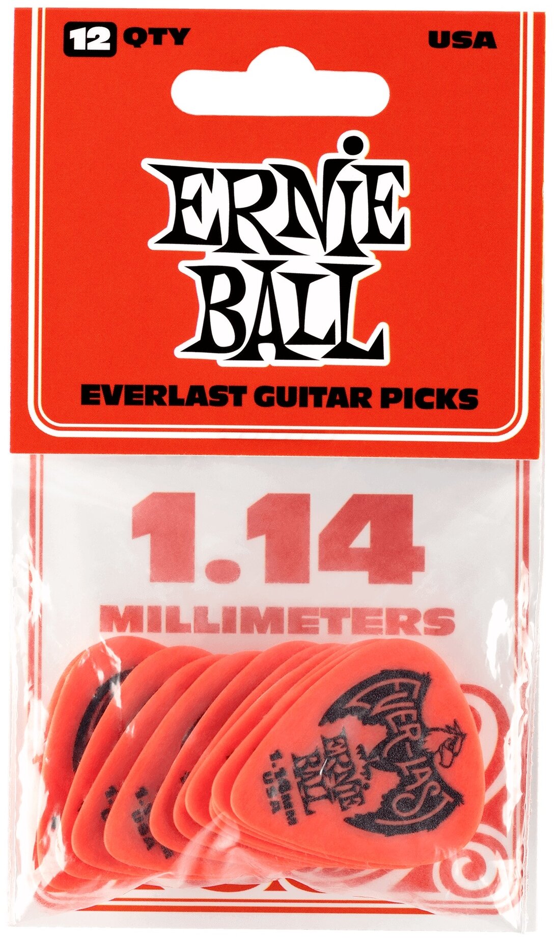 Ernie Ball 9194 Everlast медиаторы 1,14 мм, красный, упаковка 12 шт