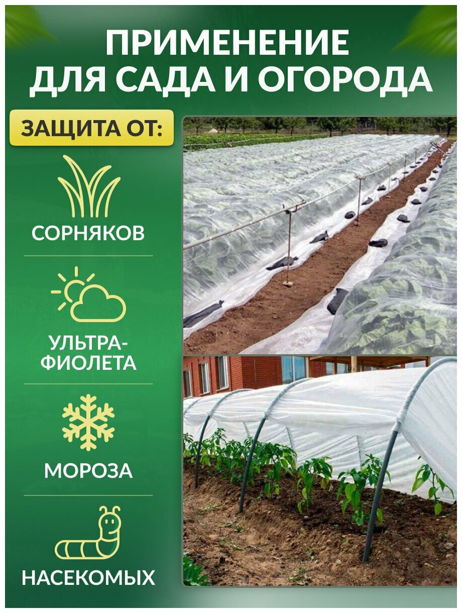 Укрывной материал Спанбонд СУФ 150 г/м2 1.6 x 10 м для грядок парника белый