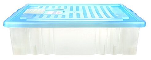 Контейнер для хранения пластмассовый "Darel-box" 36л, 61х40х17см, на колесах, ручки-клипса, синий (Россия) - фотография № 1