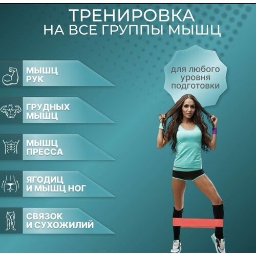 фото Эластичная фитнес-резинка, shark fit, лента для тренировок, ленточный эспандер, разноцветный, 5 шт.